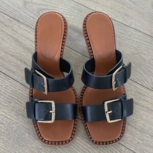 Ulla Johnson Provo Calfskin Dual Buckle Heel in size 38.5